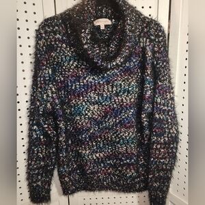 Philosophy Large Multicolor Fuzzy Cowl Turtleneck Sweater